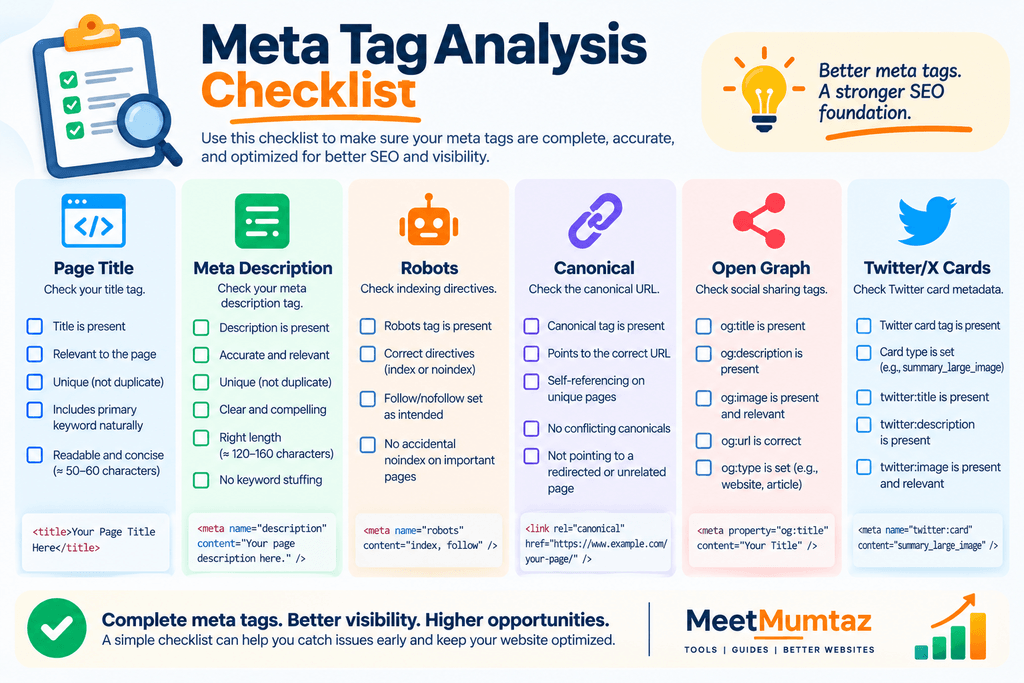 Meta Tag Analysis Checklist