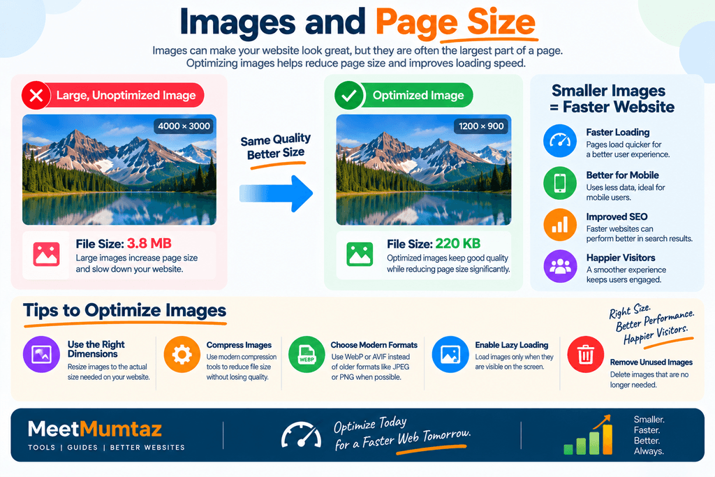 Images and Page Size Infographic