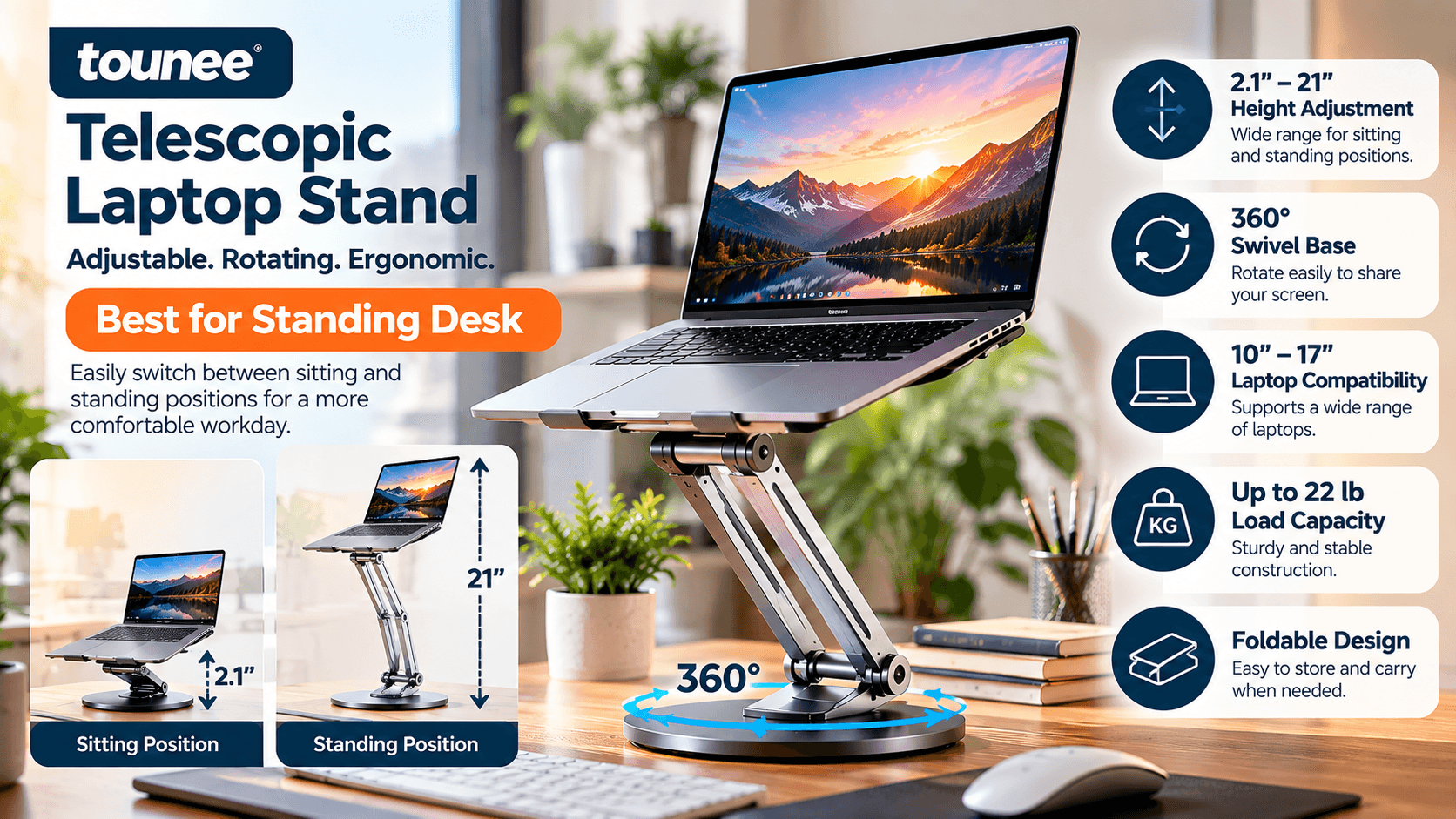 Tounee Telescopic Laptop Stand Ad