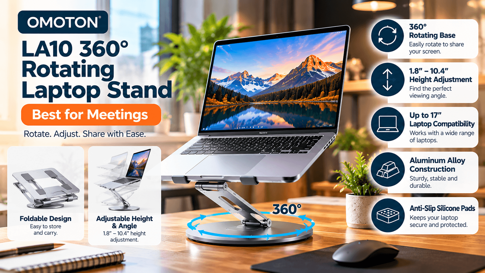OMOTON 360° Rotating Laptop Stand