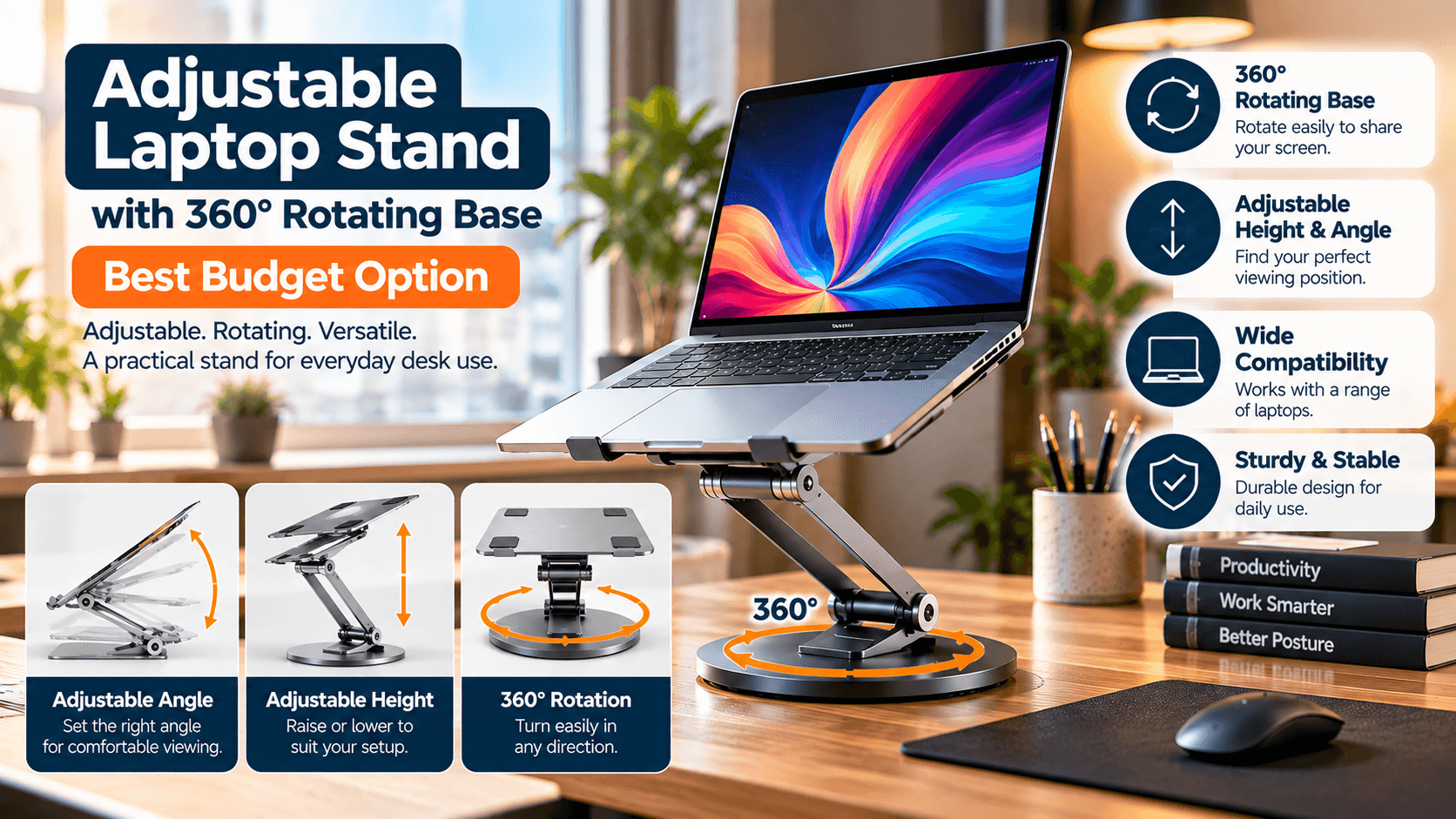 Adjustable Laptop Stand: Smart Desk Setup