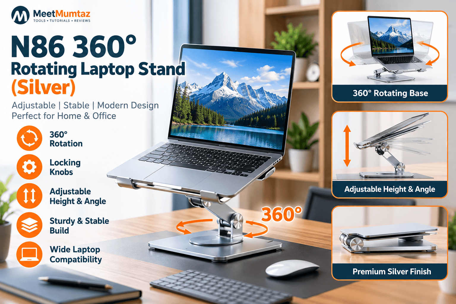 N86 360° Silver Laptop Stand Review