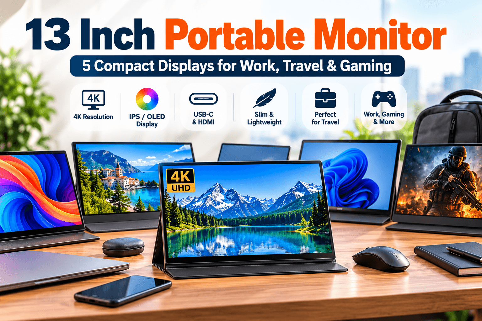 13 Inch Portable Monitor: 5 Compact Displays for Work, Travel & Gaming